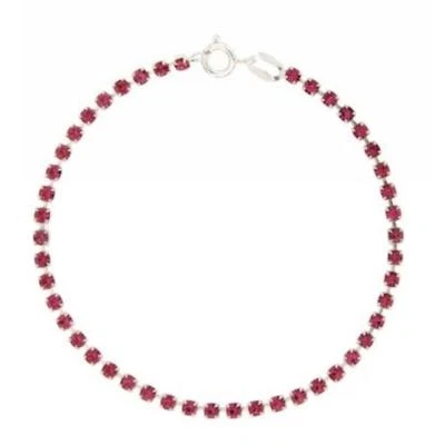 Bracciale tennis mm 2,5 in argento 925 con strass rosa cm 18 - Immagine 1 di 2