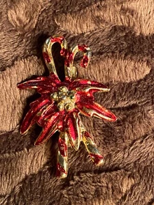 Vintage Colored Candy Cane Gold Tone Christmas Pin Brooch 1 3/4" - Picture 1 of 2
