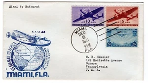 FAM 22-1a Miami FL Clipper Flight to Bathurst 1941 - Picture 1 of 2