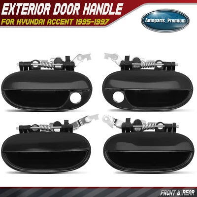 4x Manija de puerta exterior negra texturizada delantera y trasera para Hyundai Accent 1995-1997 Foto 1 de 4