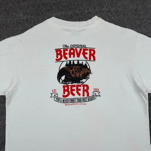 Vintage Beaver Beer T-Shirt Men's Large White Alcohol First Colorado 1988 - Picture 1 of 10