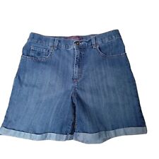 Gloria Vanderbilt Amanda Women's Size 8 w31 Blue Denim Midi Jean Shorts Rolled