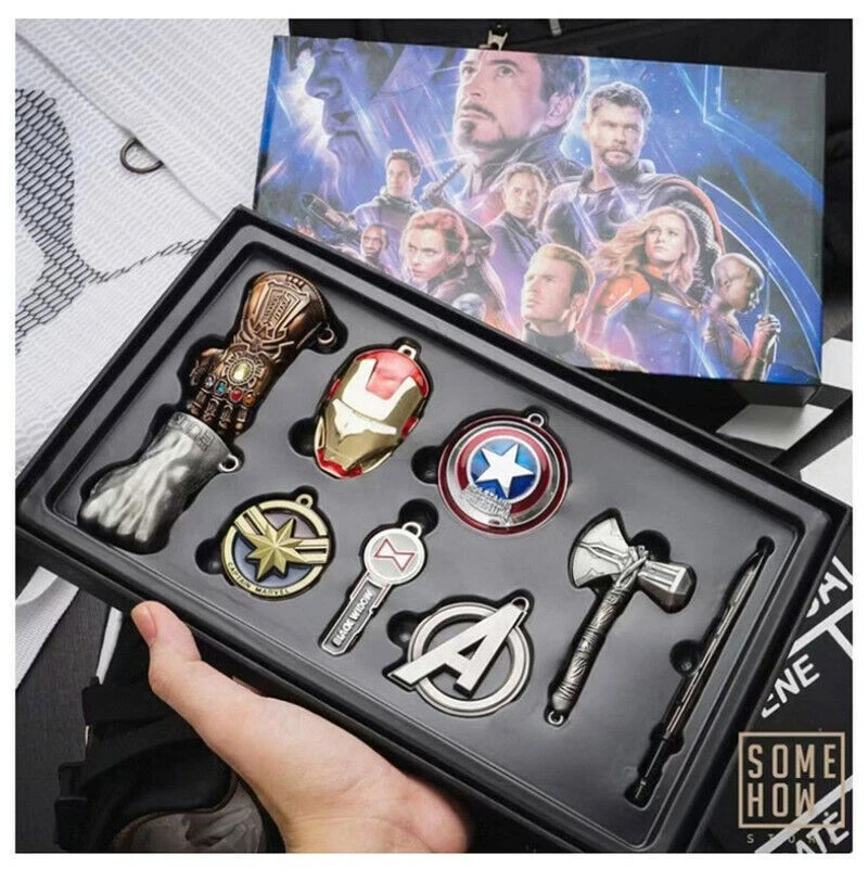 Conjunto de chaveiro Avengers: Endgame Thanos Infinity Manopla Marvel Cos pingente presentes - Imagem 1 de 4