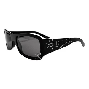 Christian Dior Sunglasses Logo Black Rectangle Wraparound Diamante Spidior Y2K - Picture 1 of 8