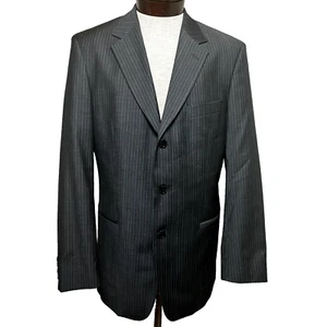 Hugo Boss Mens Sport Coat Gray Striped Blazer Sz 40R Virgin Wool Suit Jacket USA - Picture 1 of 12