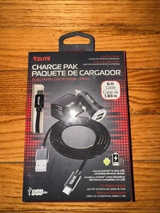Tzumi Charge Pak 6 FT Cable. Auto/Home. Micro USB - Zdjęcie 1 z 2