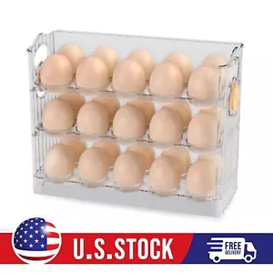 Contenedor de almacenamiento de huevos sin BPA para refrigerador que ahorra espacio 30 huevos con soporte para huevos de 3 niveles - Imagen 1 de 9