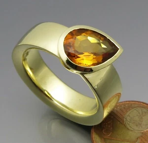 DISEÑO MADURO - ELEGANTE ANILLO CITRINO - ORFEBRE PROPIO - ORO 585 - Imagen 1 de 7