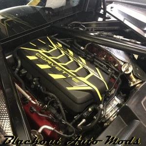 Accelerate Yellow Engine Cover Vinyl Decals For 2020-2023 C8 Chevy Corvette - Picture 1 of 4