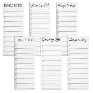 6-Pack Magnetic Daily To Do Planner for Grocery Shopping List, 3 Designs, 3.5x9