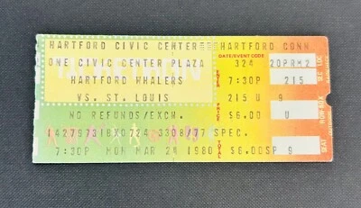 3/24/80 GORDIE HOWE Records CAREER POINT #1848/1850 Ticket STUB Hartford WHALERS - Image 1 of 2