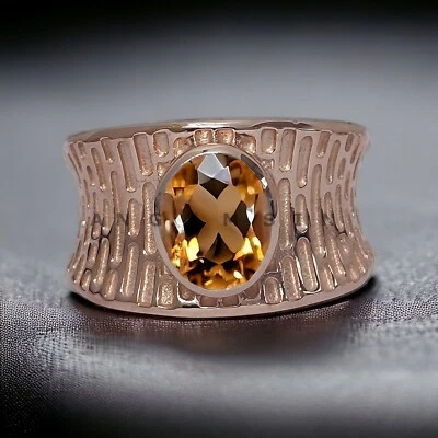 Citrino con anillo enchapado en oro de plata de ley 925 para hombre #AL531 Foto 1 de 4