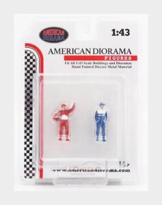 1:43 AMERICAN DIORAMA Figures Set 2X Man Racing Legend 90S Red Blue AMDI76451 Mo