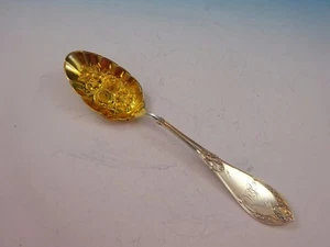 Coin Silver Berry Spoon with Custom Embossed Fruit Design in Bowl #3158 - Picture 1 of 6