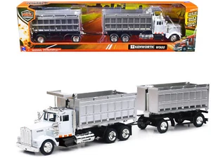 Kenworth W900 Dump Truck with Twin Dump Body White and Chrome "Long Haul Trucker - Picture 1 of 3