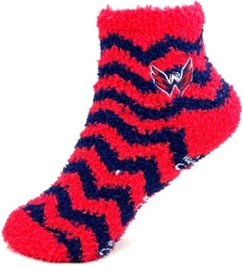 Washington Capitals Hockey Red & Navy Chevron Gripper Youth Fuzzy Socks - Picture 1 of 3