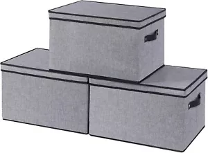 Clothing Storage Bins, Blanket Baskets for Shelves, Fabric Cubes with Handles - Picture 1 of 8
