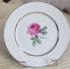 Embassy Vitrified China Platinum Rose Bread and Butter Dessert Plates (2)