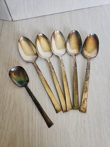 Oneida Nobility Wind Song Set of 5 Largr Spoons 1 Small Vintage 1955 Silverplate - Picture 1 of 4