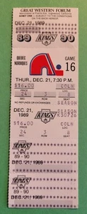 Biglietto Completo Wayne Gretzky 1 Goal 1 Assist 1989 Nordiques Vs Kings 21/12/89 - Foto 1 di 2