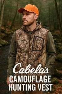 Cabela’s Zonz Camo Hunting Vest Men’s M Sleeveless Hoodie Polartec Fleece Zip Up - Picture 1 of 13