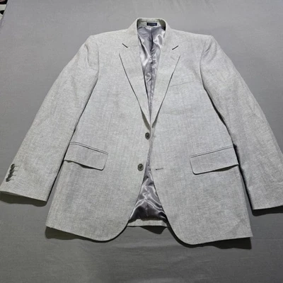 Stafford Sport Coat Mens 42R gray herringbone Blazer Linen Cotton suit jacket - Image 1 of 4
