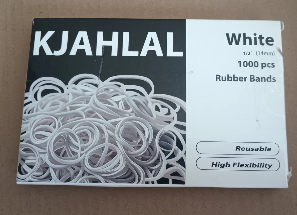 Bandas de goma blancas de 1/2 pulgada (14 mm) 1000 piezas reutilizables y de alta flexibilidad Foto 1 de 1