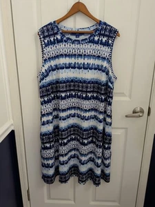 Vestido para mujer Apt.9 azul/blanco diseño geométrico sin mangas bolsillos XXL - Imagen 1 de 6