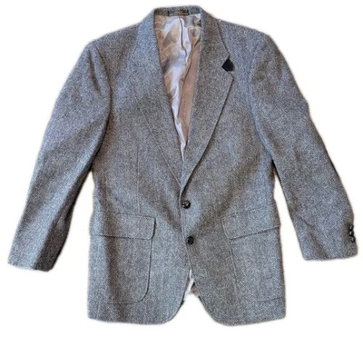 Blazer de lana Barrington de tweed de colección 40R gamuza parche en el codo abrigo deportivo chaqueta gris Foto 1 de 4