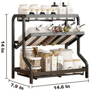 3-Tier Kitchen Spice Organizer Shelf Rack Storage Bar Storage Cabinet Organizat - Picture 1 of 8