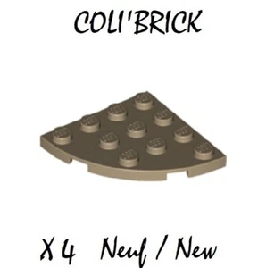 Lego 30565 - 4x Plaque / Plate, Round corner 4x4 - Dark Tan - NEUF - Picture 1 of 1