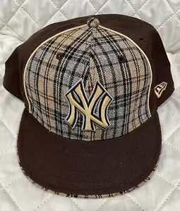 Cappello Berretto Baseball New York Yankees ��New Era 59fifty (Taglia 8) Grigio/Marrone/Plaid - Foto 1 di 3