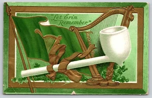 Pipa de arpa dorada en relieve Let Erin Remember del día de San Patricio - Imagen 1 de 2
