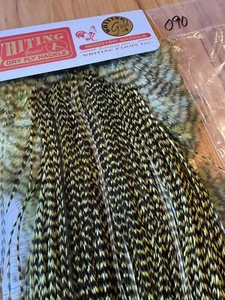 Whiting Farms GOLD ! Saddle Hackle: GRIZZLY DYED OLIVE 090 - Picture 1 of 6