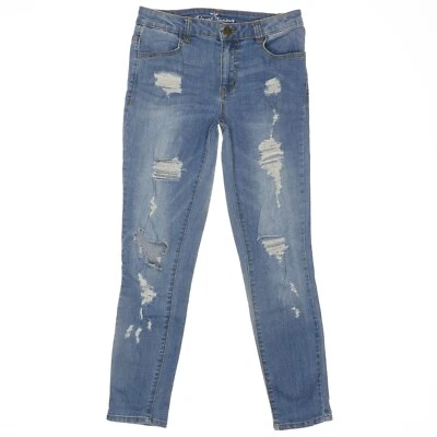 Jeans skinny quase famoso 7 destruído azul desgastado junior medidas 29x28,5 - Imagem 1 de 4