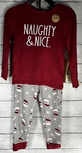 Rae Dunn Kids Pajama Set 3T Naughty & Nice NWT Santa Family MSRP $38 Christmas - Picture 1 of 11