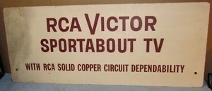 Vtg RCA VICTOR Sportabout TV Wood Advertising Sign/Store Display 29x12 S238 - Picture 1 of 12