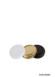 50 x 58 mm coperchi barattolo torcibile bianco, oro o nero  - Foto 1 di 1