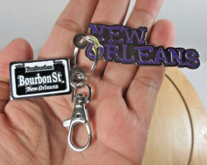 new Bourbon St. New Orleans souvenir metal fob key chain keychain purple letters - Picture 1 of 5