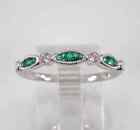 0.30Ct Round Lab-Created Emerald Eternity Anniversary Band 14K White Gold Plated