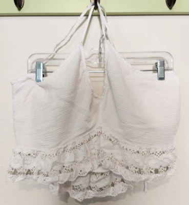 American Eagle розовый с бретелью через шею галстук крючком отделки укороченный верхний v-образным вырезом со сборками XXL Beach - Изображение 1 из 4