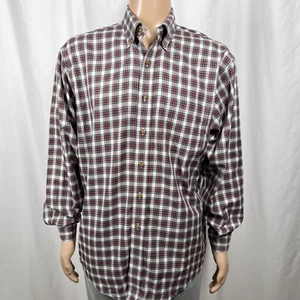 Brooks Brothers Herren Large rot grün kariert bügelfrei Langarm Knopfleiste Hemd - Bild 1 von 7