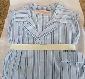 BNWT Merona Pajama Set Size XL Blue With Stripes Cotton Blend Two Piece Set PJ - Picture 1 of 9