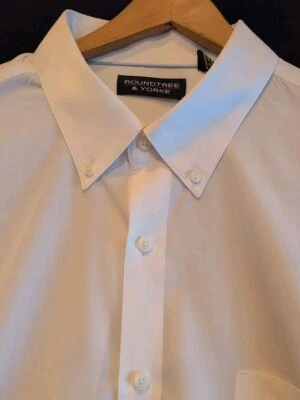 Camisa de vestir Roundtree & Yorke XXL blanca con botones para hombre Foto 1 de 4
