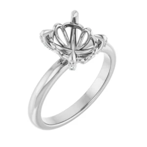 Natural Diamond Flower Oval Cut 10×8mm Setting Women Wedding Ring Solid Platinum - Picture 1 of 7