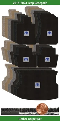 Juego de alfombrillas bereber personalizadas para Jeep Renegade 2015-2023 con logotipo (5 piezas) #TR7 Foto 1 de 4