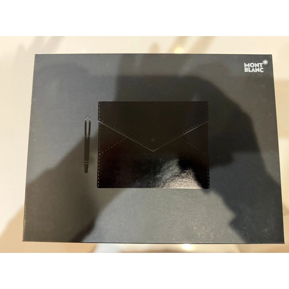 Montblanc Papel Aumentado Cuero Cuaderno Set Pluma Portafolio de Escritura Foto 1 de 4
