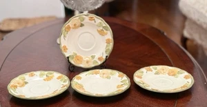 Vintage Metlox Poppytrail Sculptured Zinnia, Saucers, Set Of 4 5 In, No Damage - Picture 1 of 6