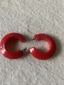 Aros Lucite rojos vintage, años 60 - Imagen 1 de 5