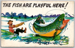 c1963 Greetings from Chesapeake Beach Maryland MD Fish are Playful Here Posted - Picture 1 of 2